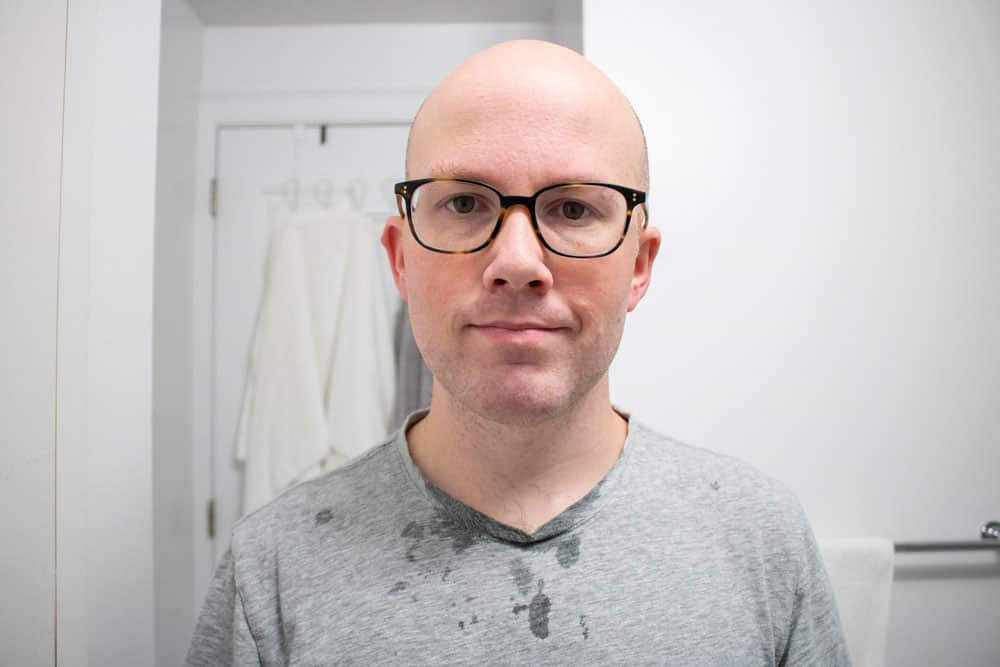 man looking at camera after using ghost town barber shave soap