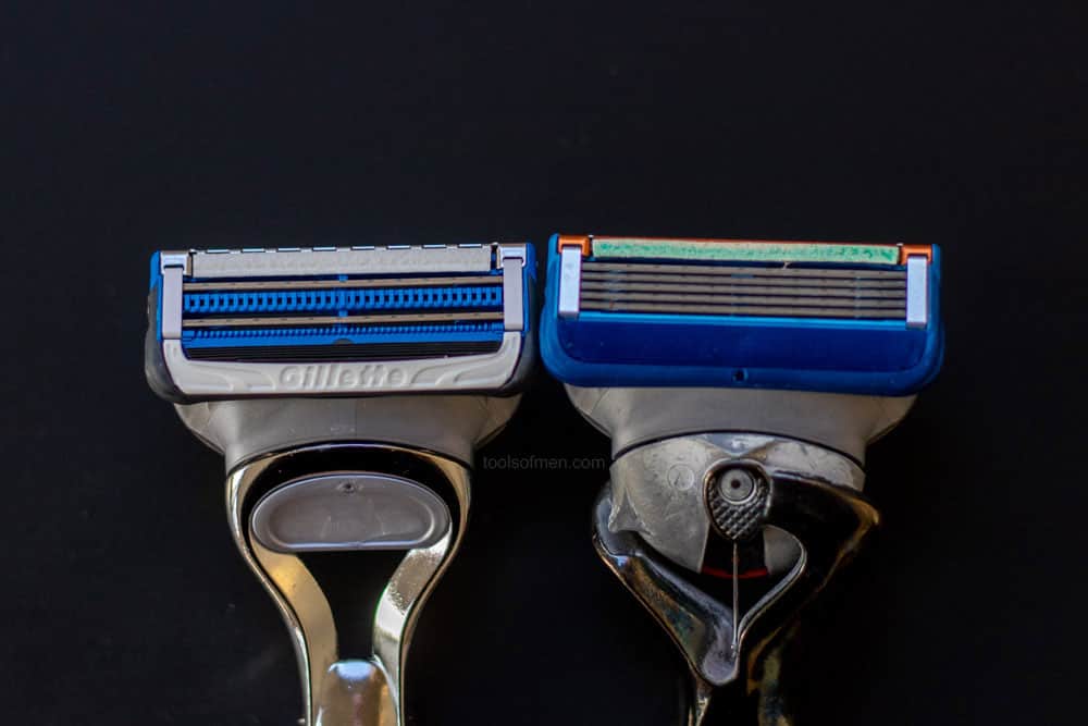 closeup of gillette skinguard next to gillette profusion