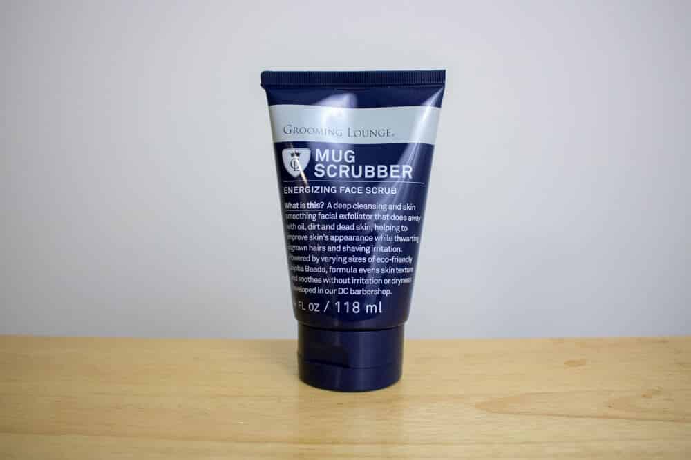 exterior packaging of grooming lounge mug scrubber