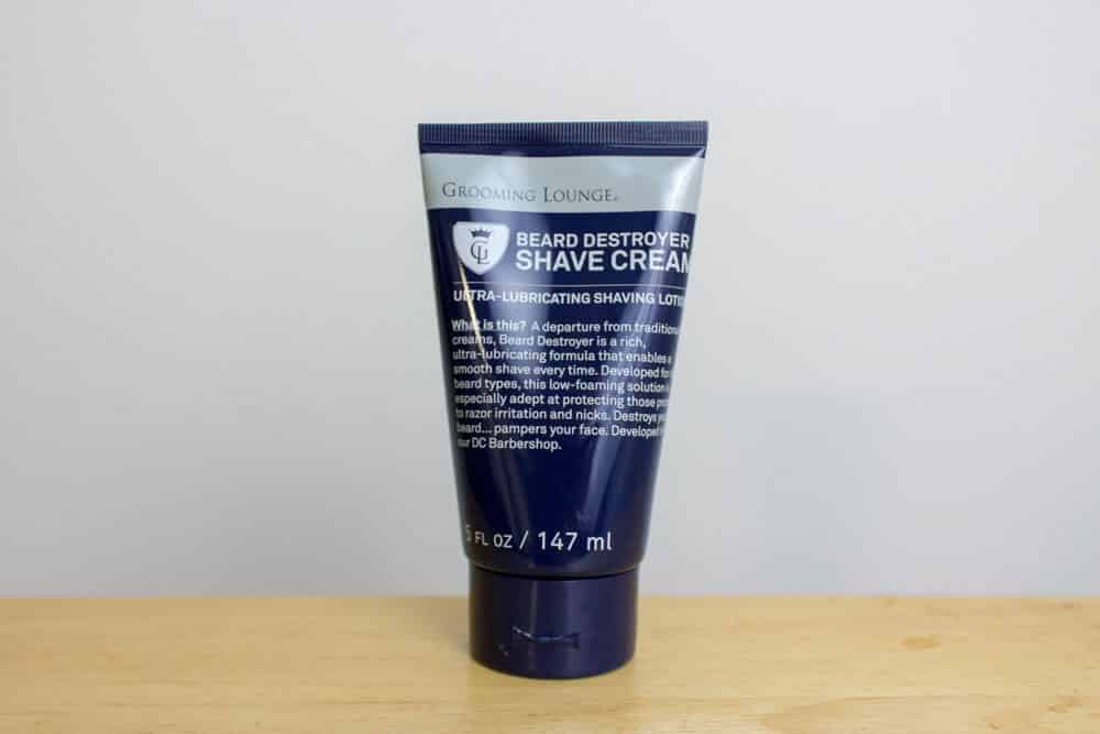 exterior packaging of grooming lounge shaving cream