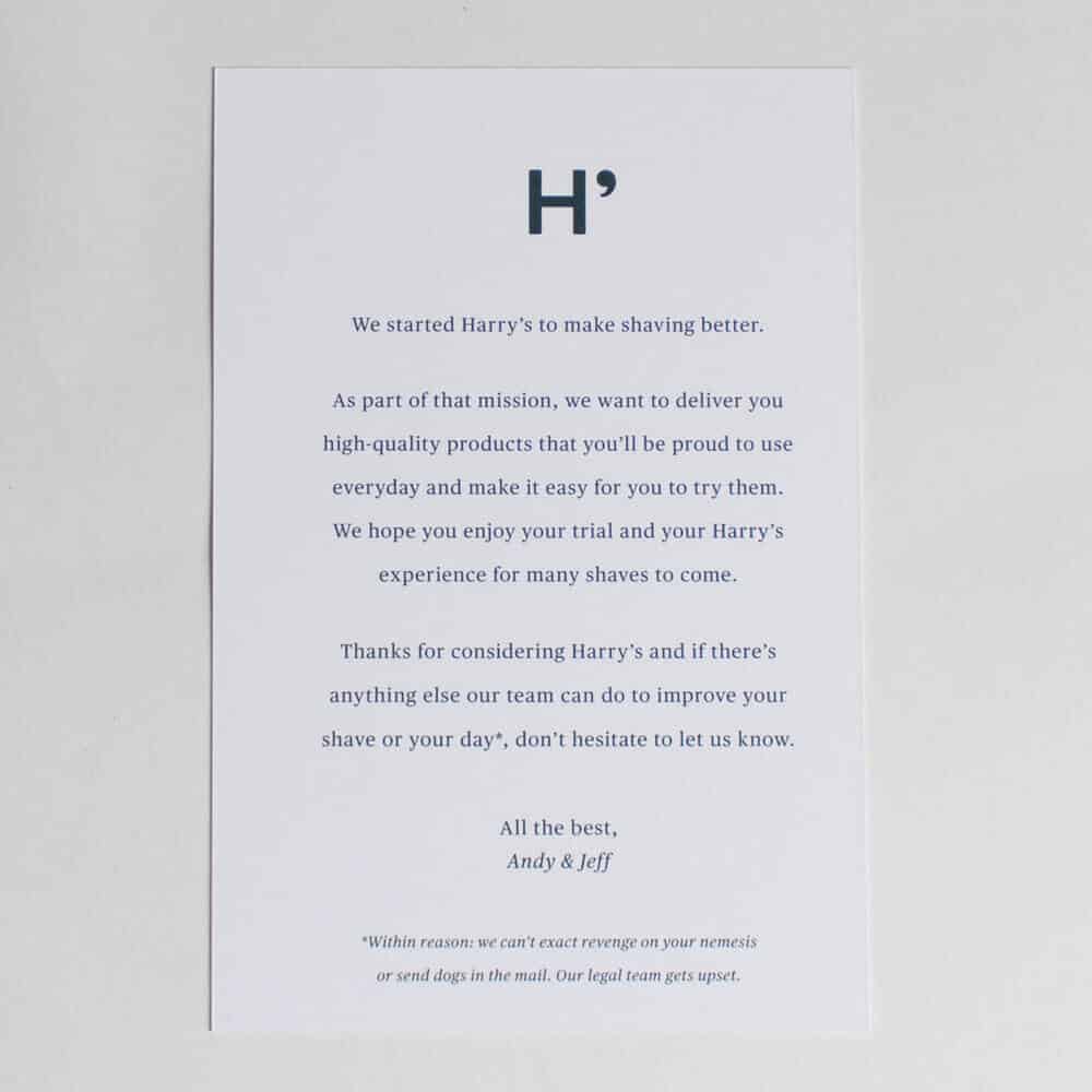 harrys packaging insert