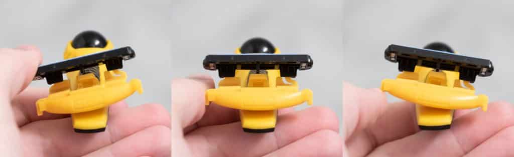 demonstrating the tilt motion of headblade moto