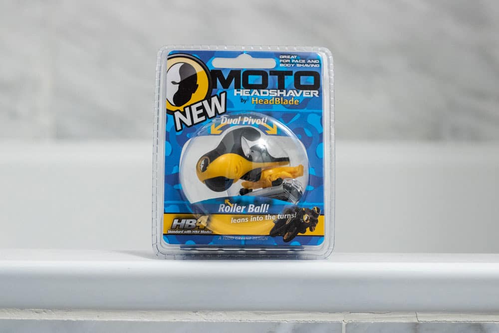 headblade still in packaging on bathtub ledge