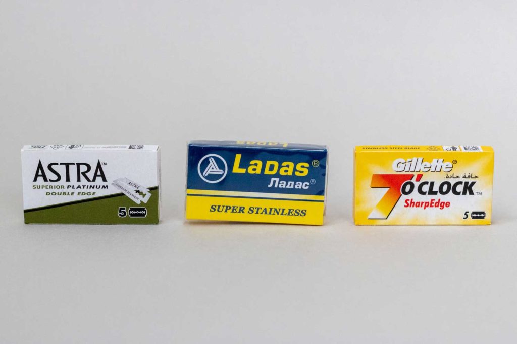 view of three blade packs that were included with the set