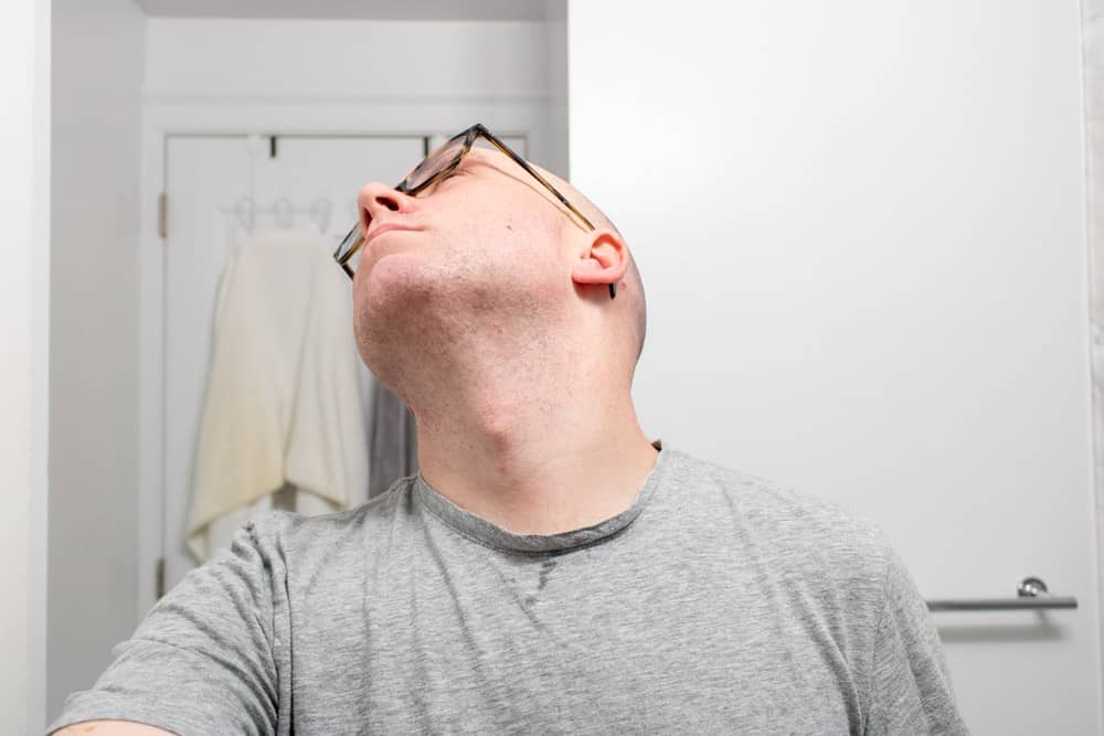 man looking up to demonstrate shave result of the merkur futur