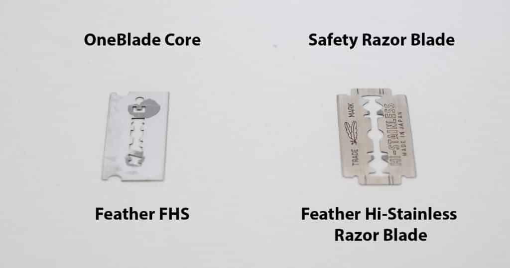 diagram with a single edge razor blade next to a double edge razor blade