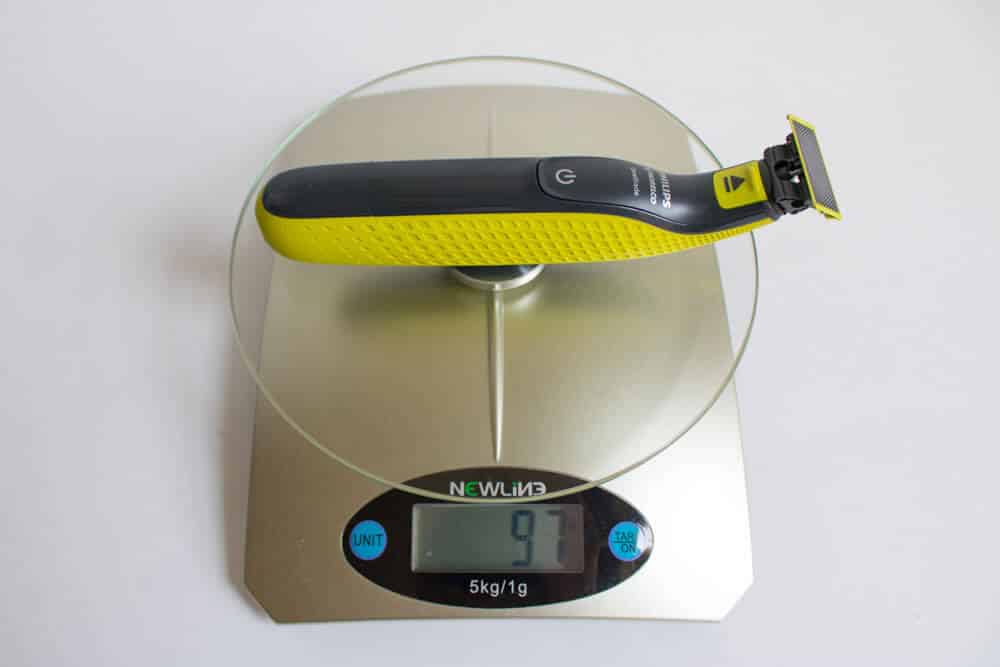 oneblade trimmer on a scale
