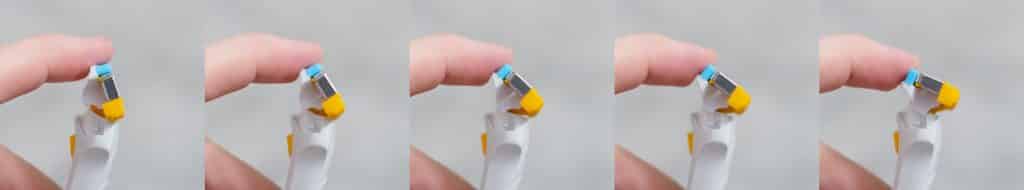 demonstrating pivot range of motion for the schick razor