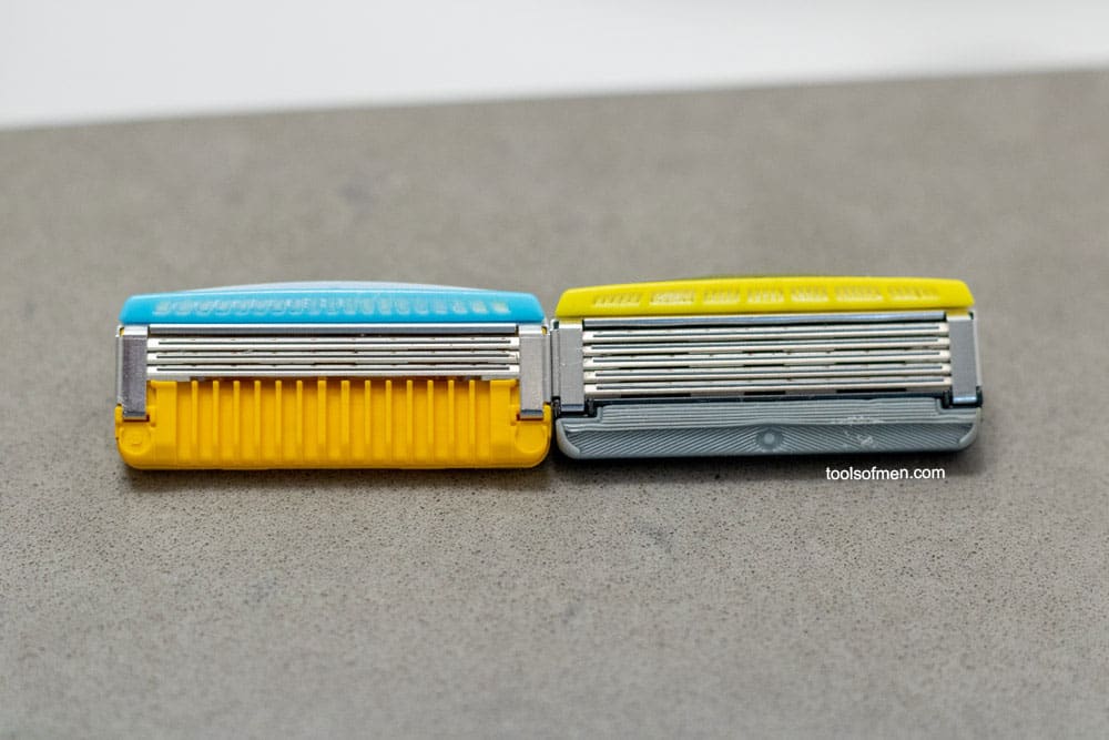 schick stubble eraser next to another cartridge razor head
