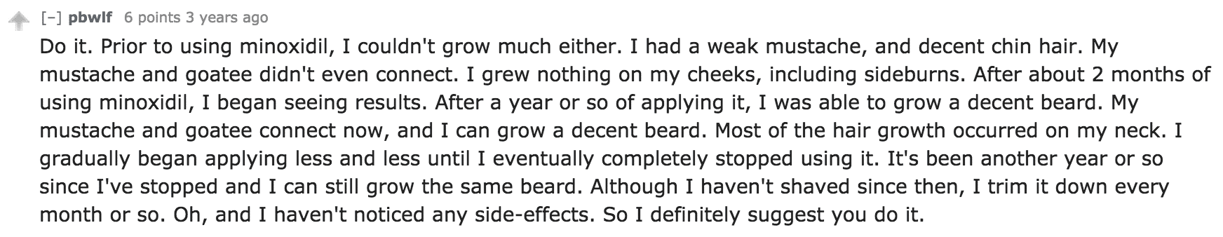 Beard Minoxidil Testimonial Reddit