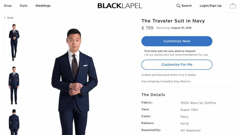 Black Lapel Traveler Navy Suit