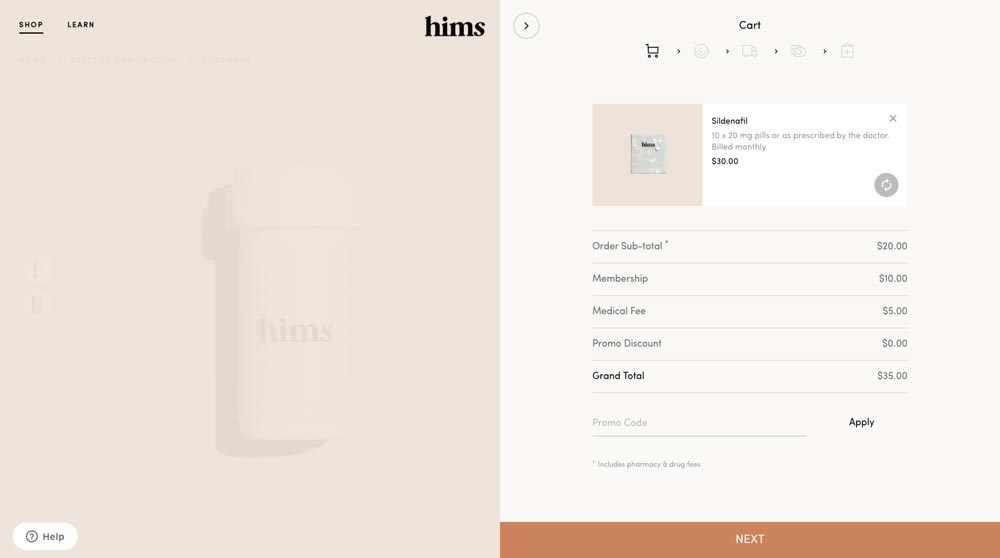 hims review - checkout
