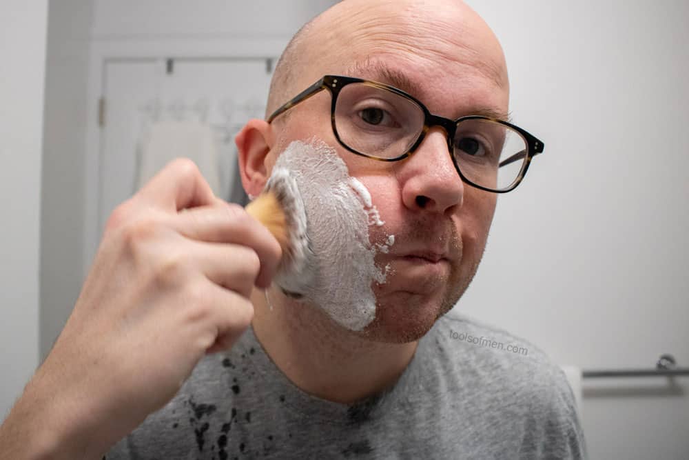 applying shave cream