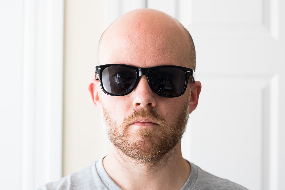 man wearing sunglasses front view