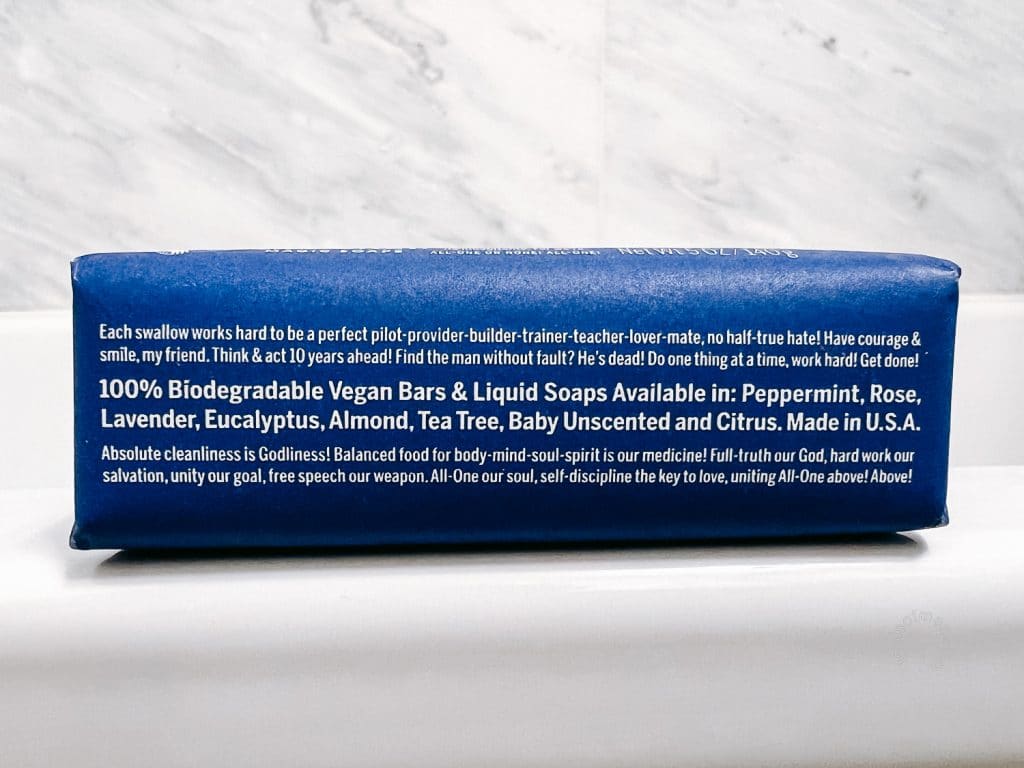Dr Bronners Bar Soap Side Label 1
