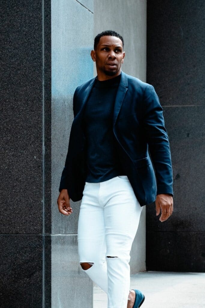 blazer white jeans
