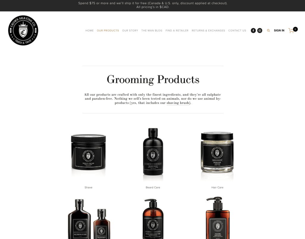 Crown Shaving Co Products