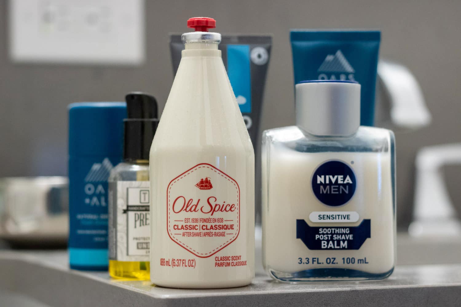 collection of some grooming products to use instead of aftershave