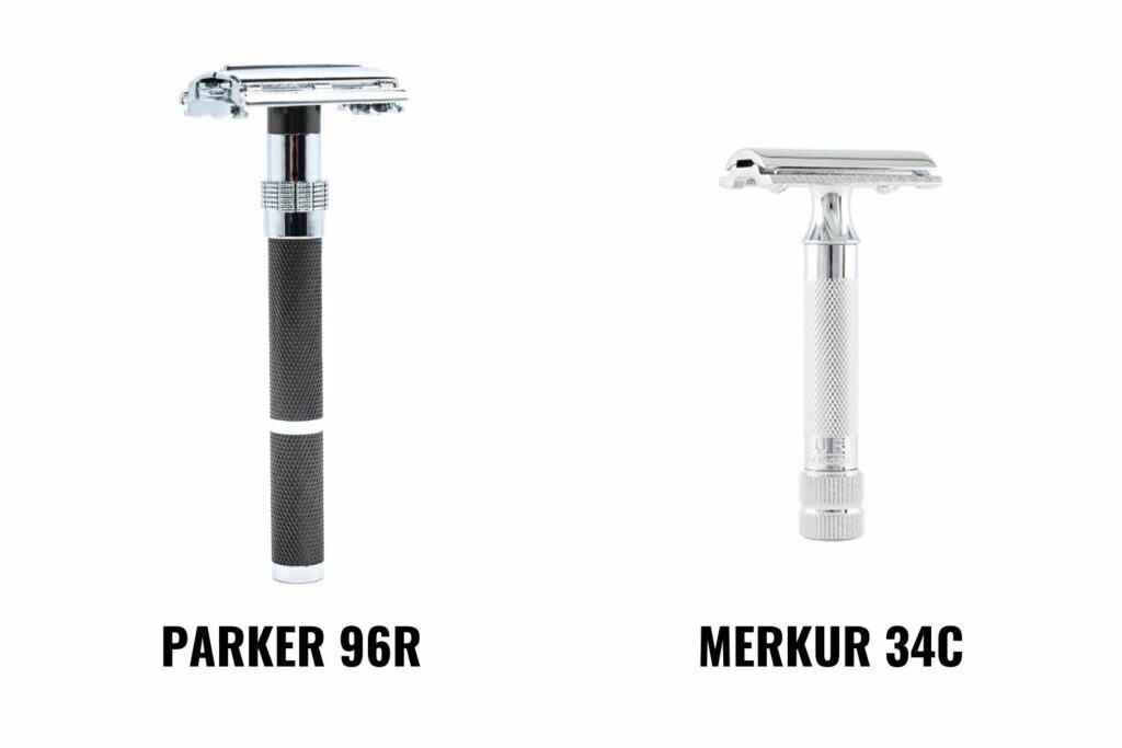 parker 96r and merkur 34c side-by-side