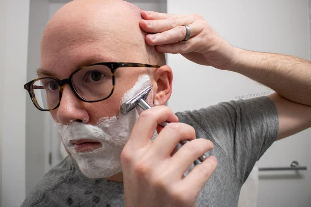 shaving with bevel razor and taconic oil
