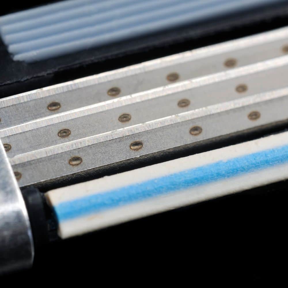 closeup of cartridge razor blades