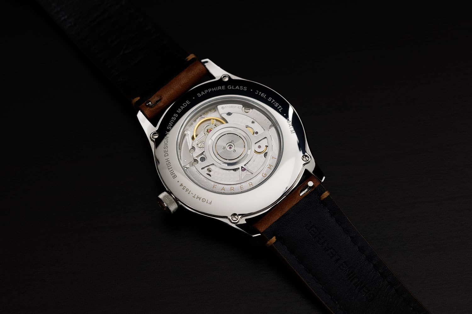 automatic watch with genuine leather strap
