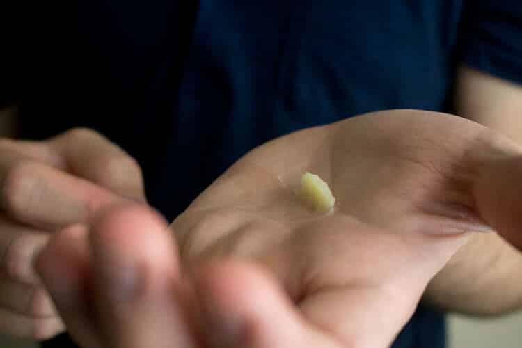 balm substance in palm of hand