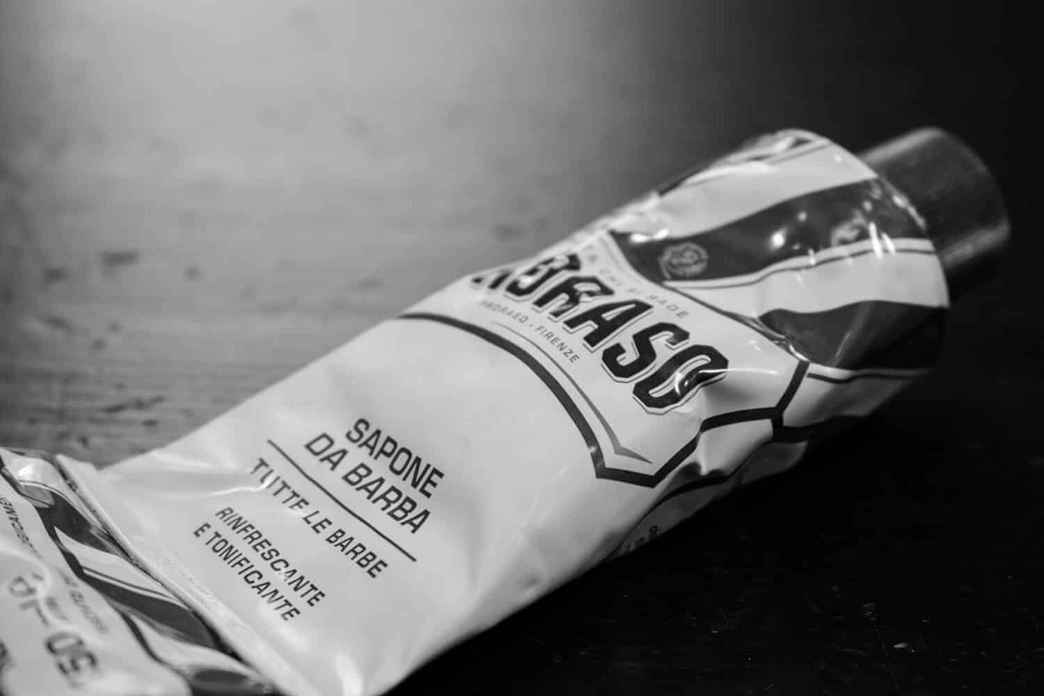 black and white picture of proraso shave cream