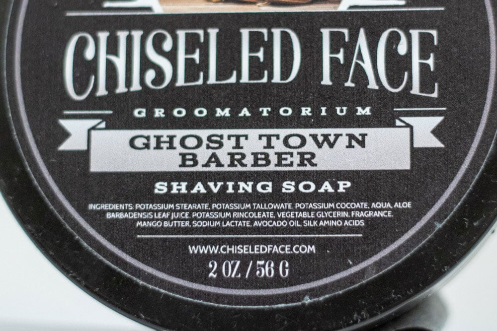 closeup of chiseled face ghost town barber ingredient list