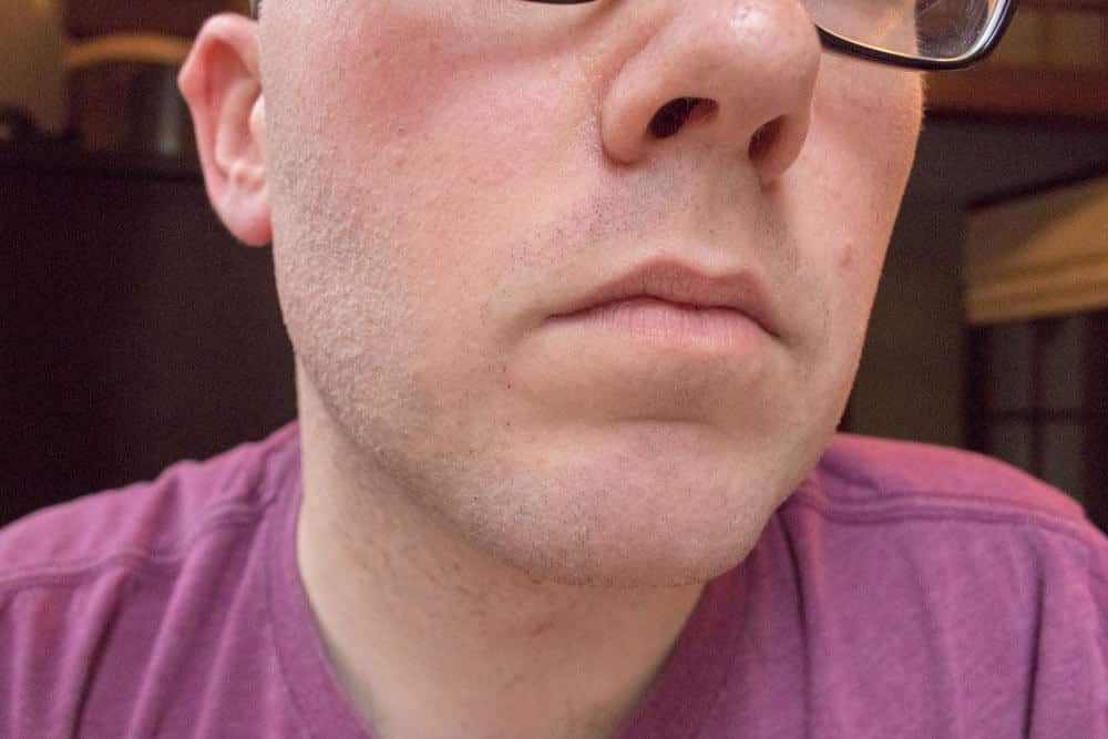 closeup of face after using harrys razor