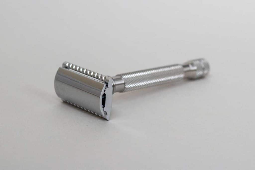 closeup of the maggard razors safety razor