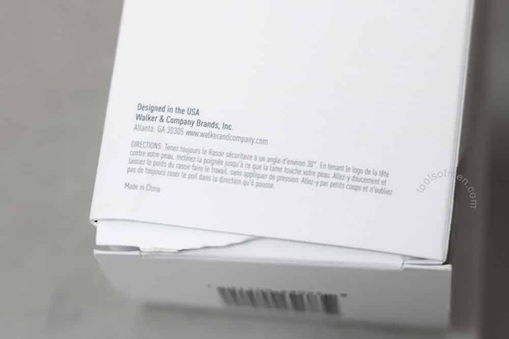 closeup view of bevel packaging back