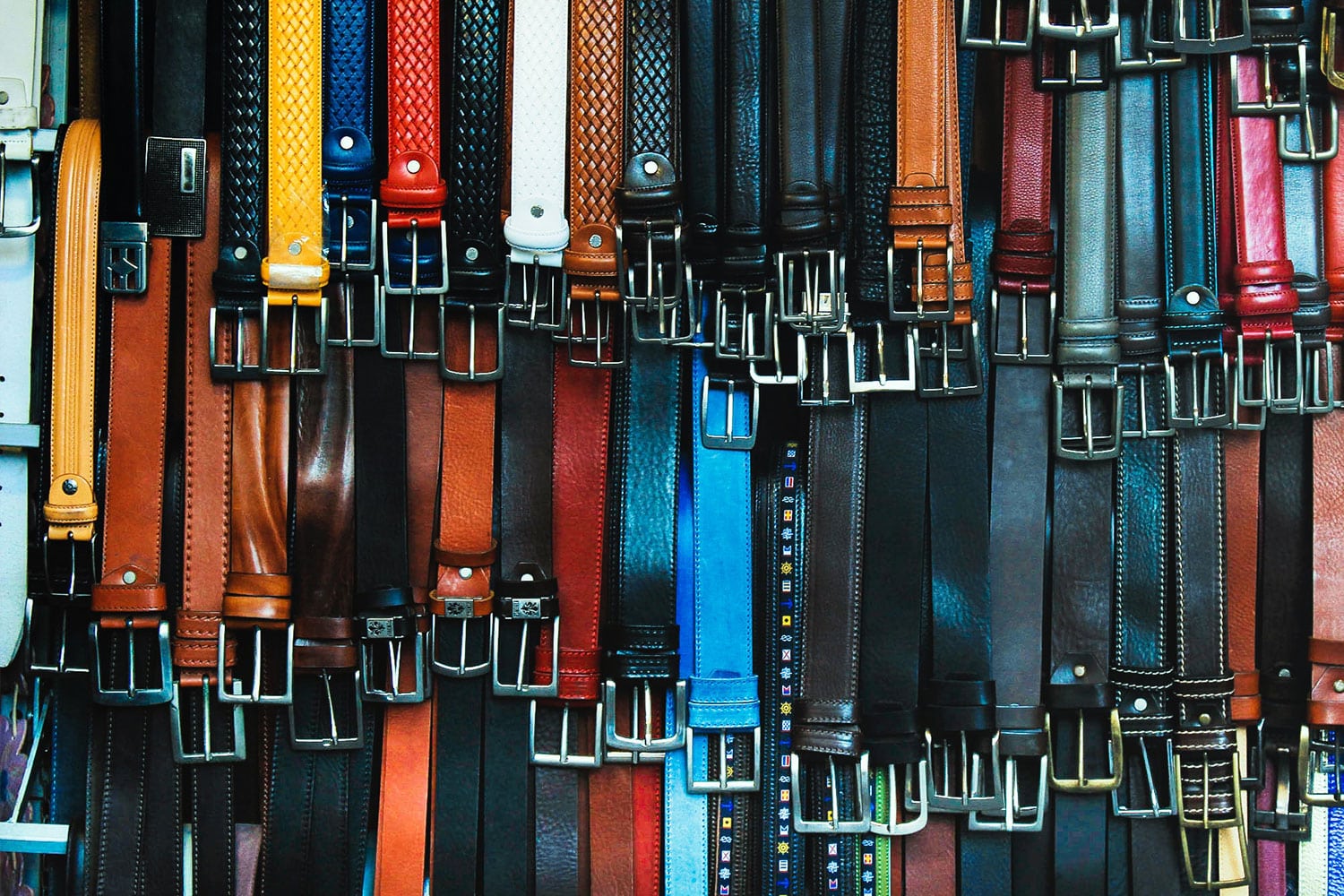 colorful belts display