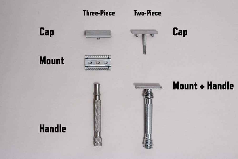 diagram demonstrating parts of a safety razor