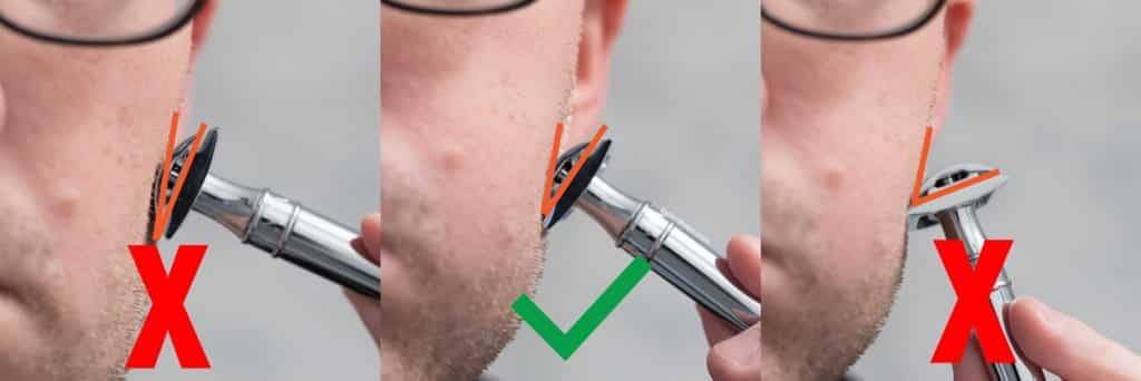 diagram demonstrating proper cuttingle angle of razor blade