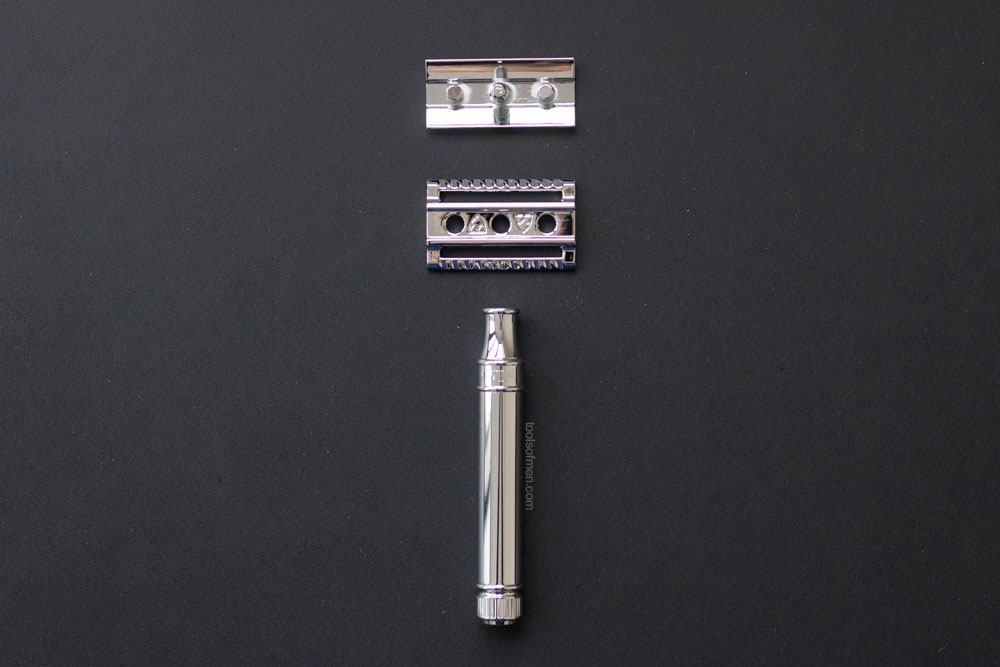 exploded view of the edwin jagger de89 razor