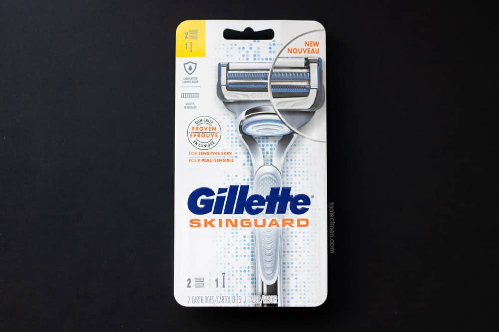 exterior packaging of the gillette skinguard