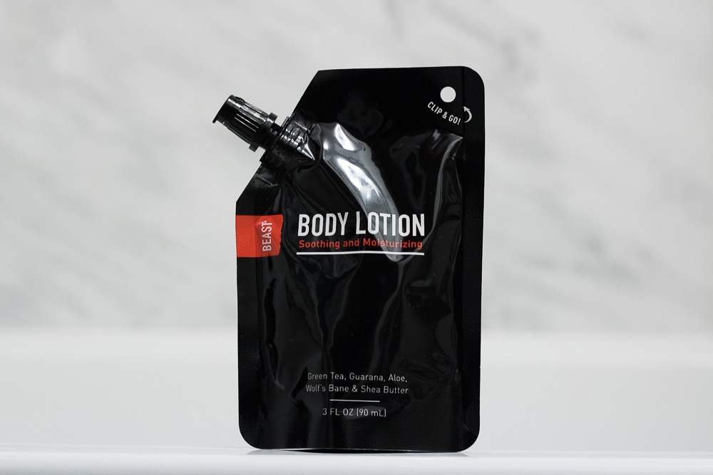 front view of the beast skincare body lotion