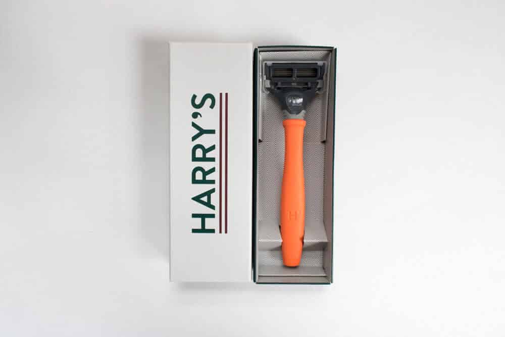 harrys razor sitting in original packaging