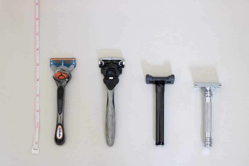 length comparsion of several different razors