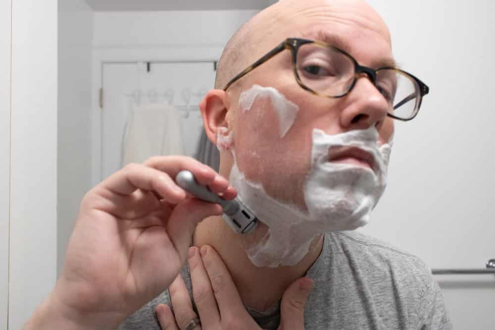 man shaving with the merkur futur
