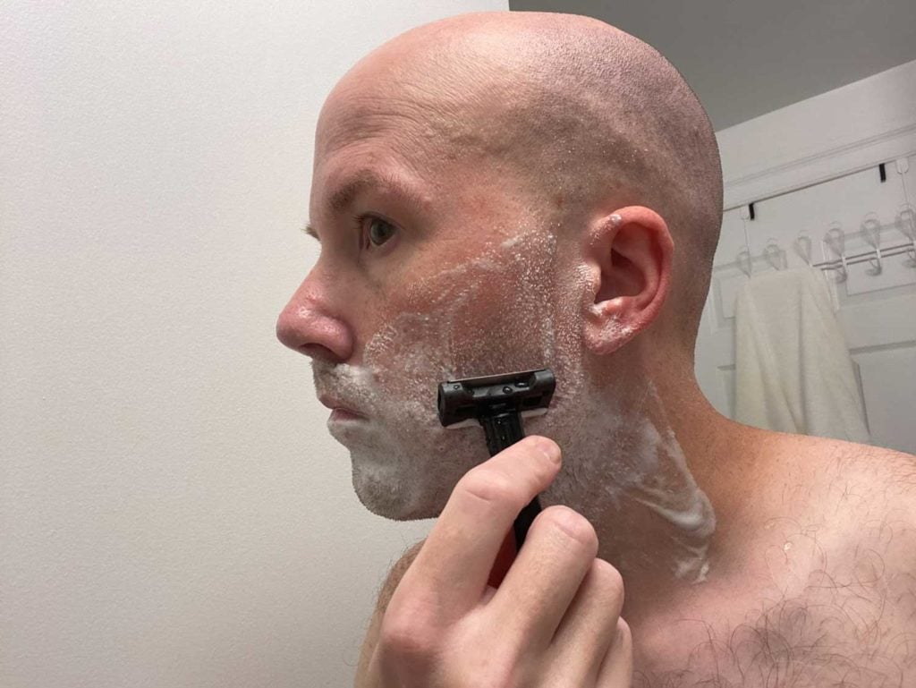 man shaving with the oneblade core