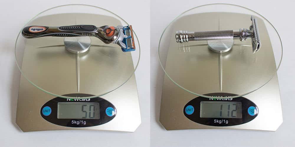 merkur and gillette razors on same scale for weight