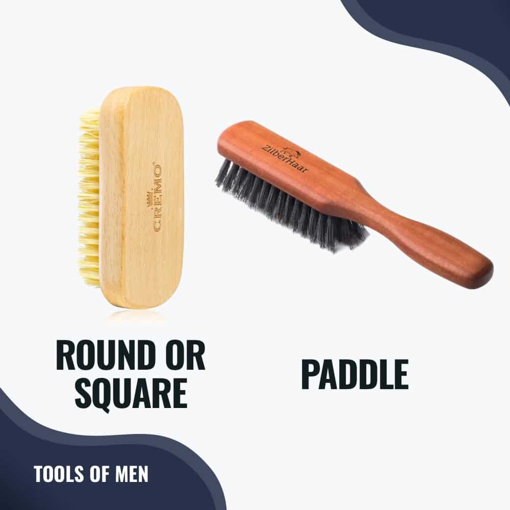 round and square beard brush isolated on a graphic