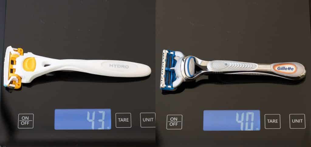schick stubble eraser weight compared to gillette razor
