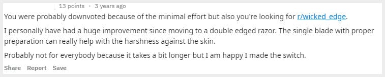screencap of a reddit comment about razor bumps