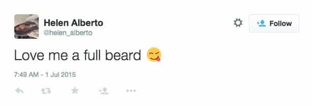 screencap of another woman stating they like beards
