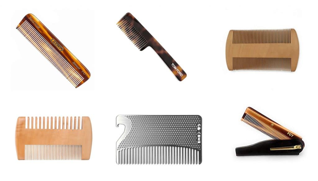 several beard combs isolated on white background