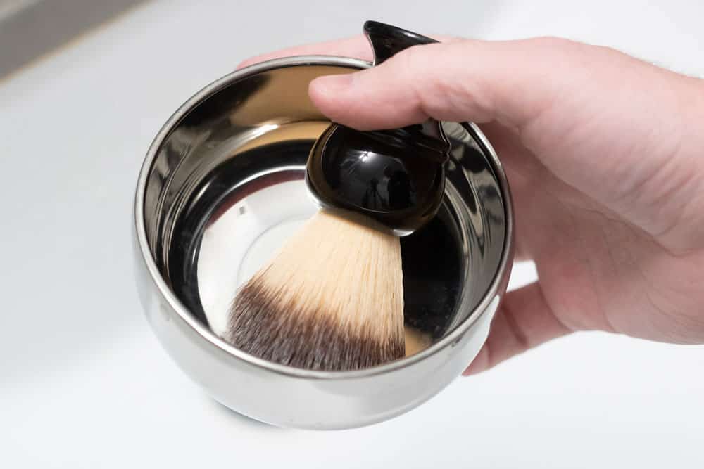 shaving brush in a bowl
