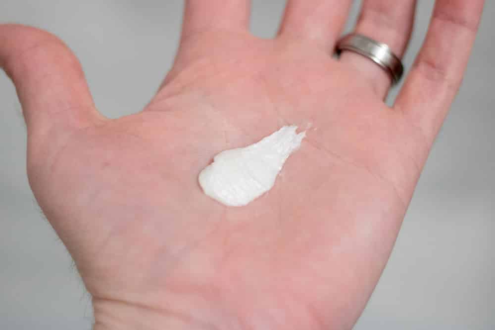 shaving cream smeared in palm